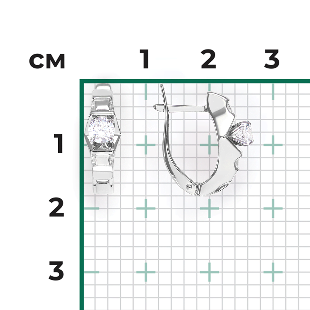 Серьги с английским замком из белого золота с фианитом 02-4320-00-501-1120-38