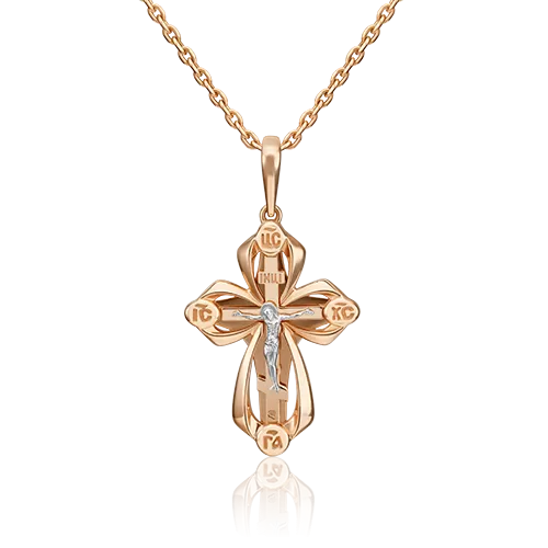 Православный крест из комбинированного золота 03-3159-00-000-1111-42