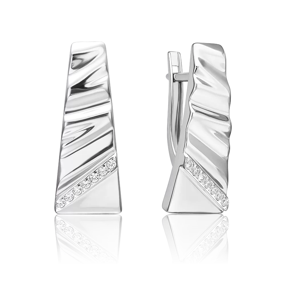 Серьги с английским замком из серебра с фианитами 02-5067-00-401-0200