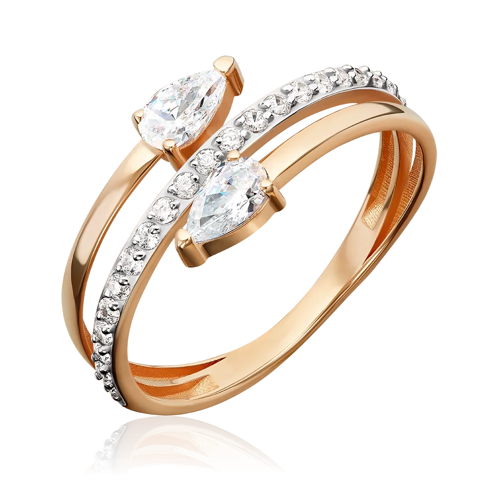 Кольцо из красного золота с фианитами 01-6005-00-401-1110