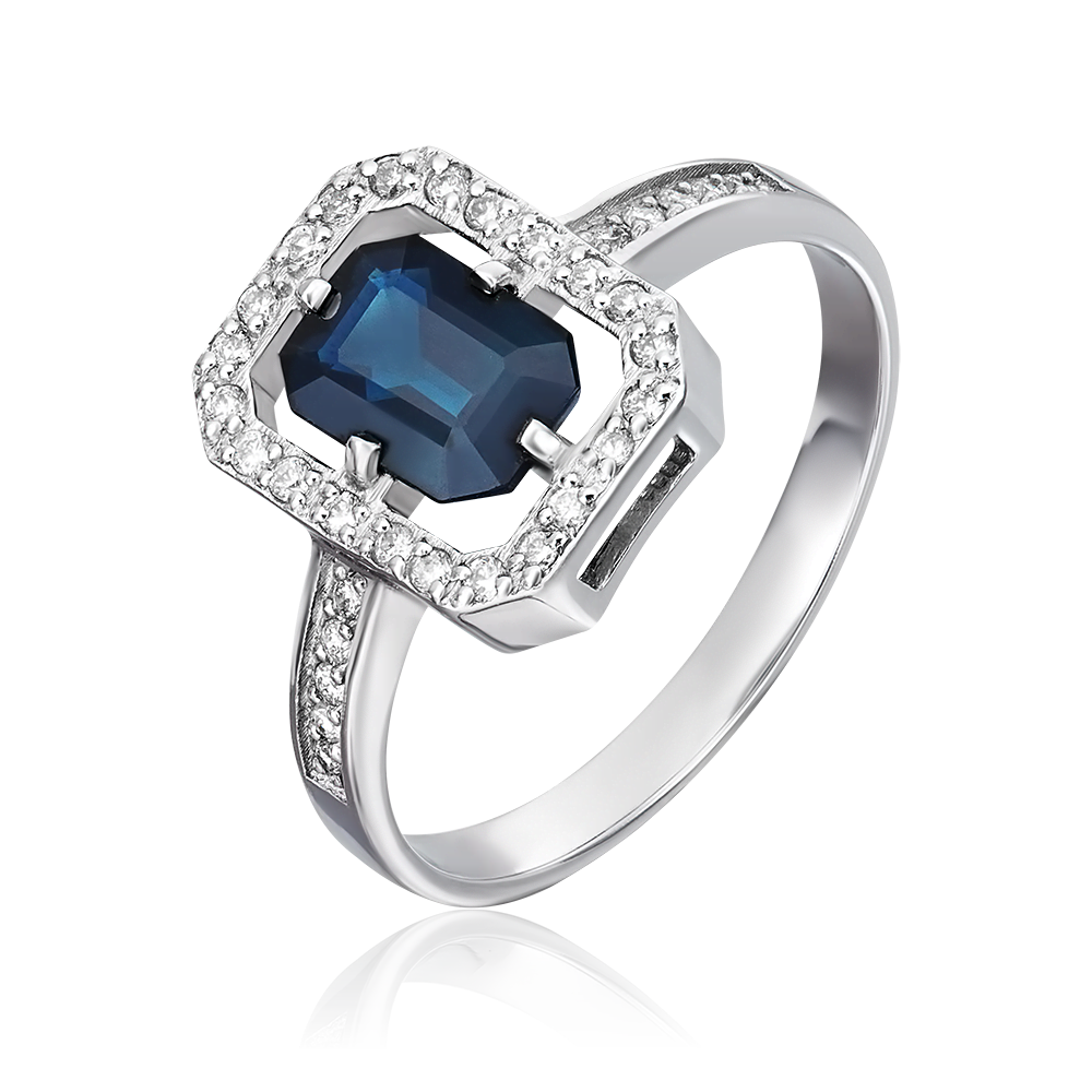 Кольцо из белого золота с сапфиром и бриллиантами 01-2322-00-105-1120-30