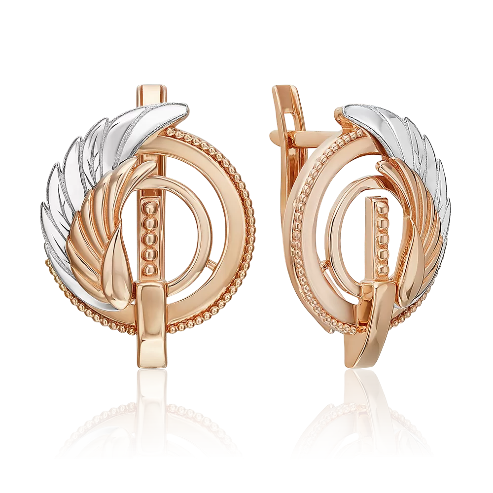 Серьги «Секрет любви» с английским замком из комбинированного золота 02-5317-00-000-1111