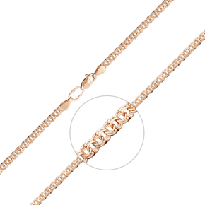 Браслет из красного золота с алмазной гранью (плетение «Бисмарк») 22-2705-040-1110-19