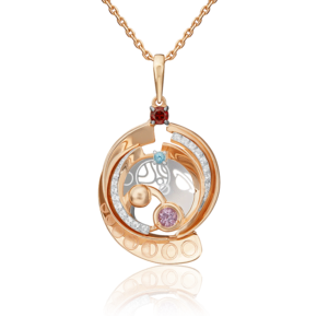 Подвеска «Парад планет» из комбинированного золота с миксом камней 03-3237-00-712-1111-76