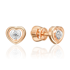 Серьги-пусеты из красного золота с бриллиантом 02-5612-00-101-1110