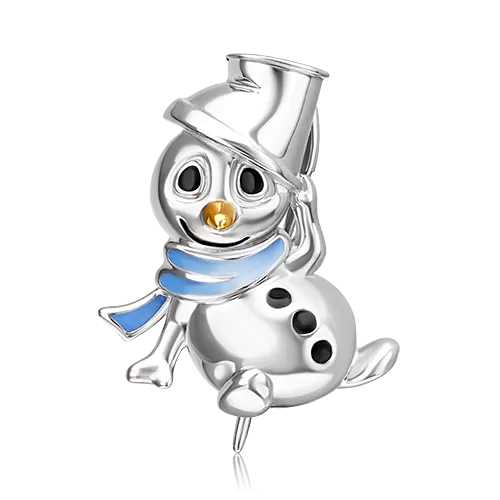 Брошь «Снеговик» из серебра с эмалью 04-0284-00-000-0200