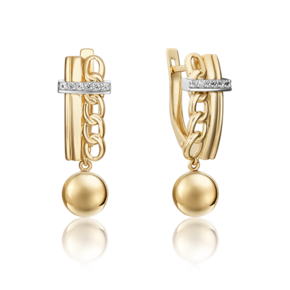 Серьги «Стильная фантазия» с английским замком из комбинированного золота с натуральными топазами white 02-4824-00-201-1121