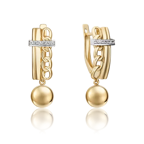 Серьги «Стильная фантазия» с английским замком из комбинированного золота с натуральными топазами white 02-4824-00-201-1121