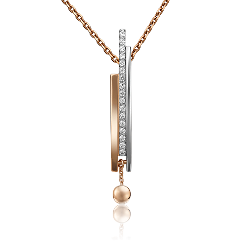 Подвеска из комбинированного золота с фианитами 03-2983-00-401-1111-24