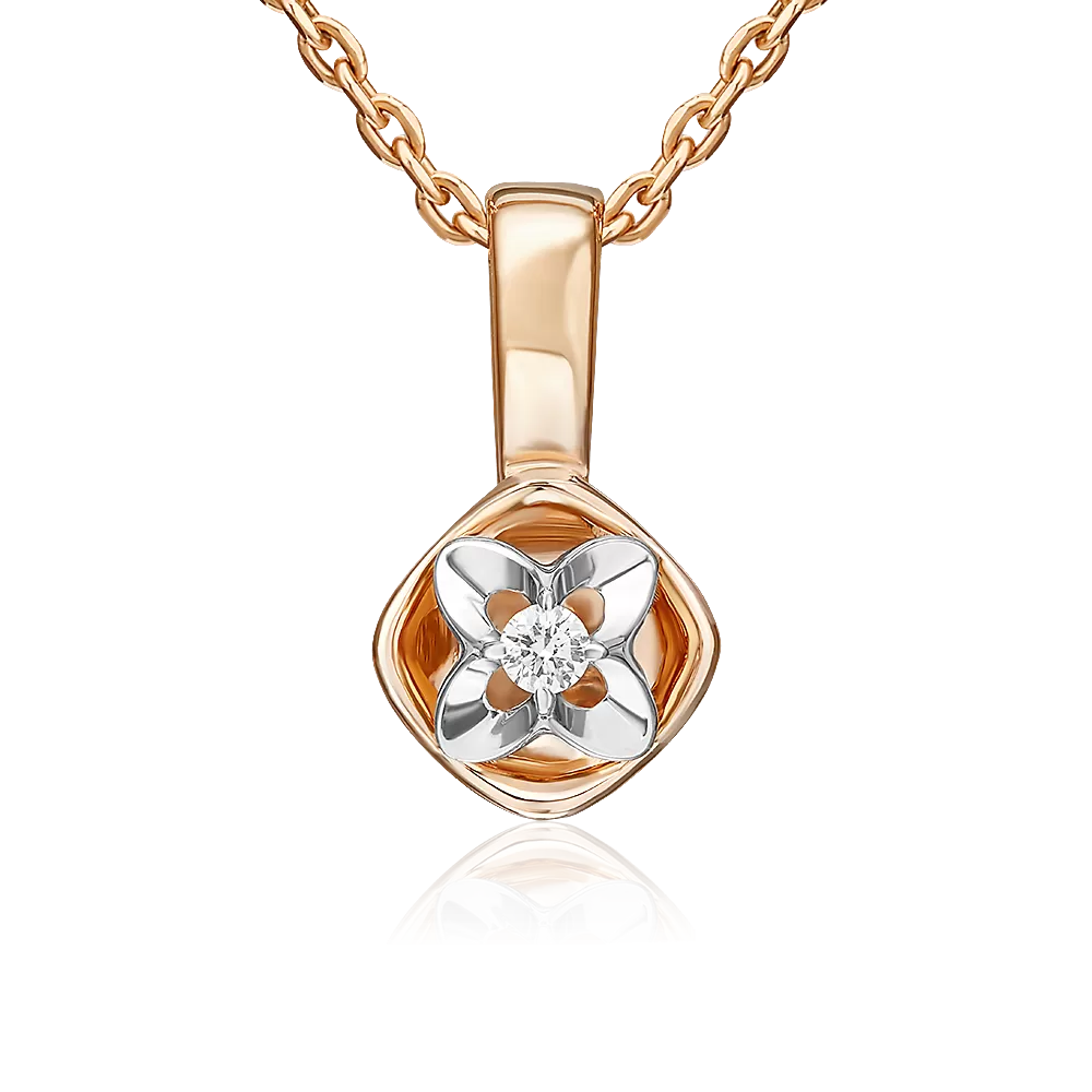 Подвеска из комбинированного золота с бриллиантом 03-3520-00-101-1111