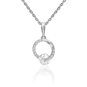 Подвеска из серебра с фианитом и фианитами