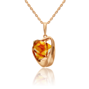 Подвеска из красного золота с янтарём 03-3209-00-271-1110-46