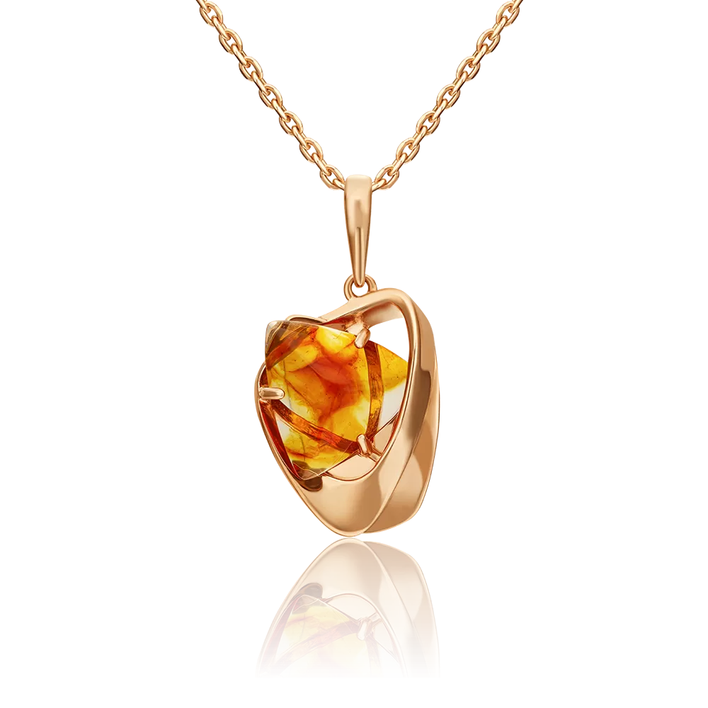 Подвеска из красного золота с янтарём 03-3209-00-271-1110-46