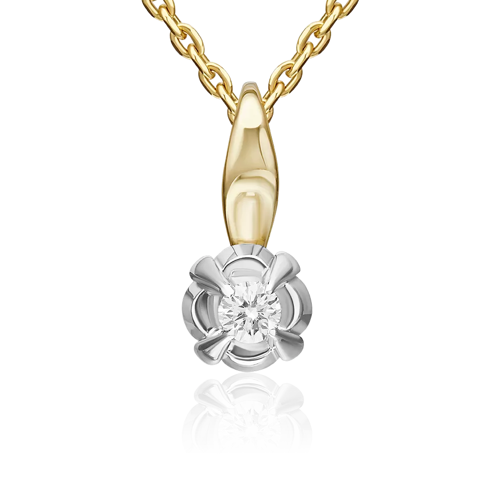 Подвеска из комбинированного золота с бриллиантом 03-3529-00-101-1121