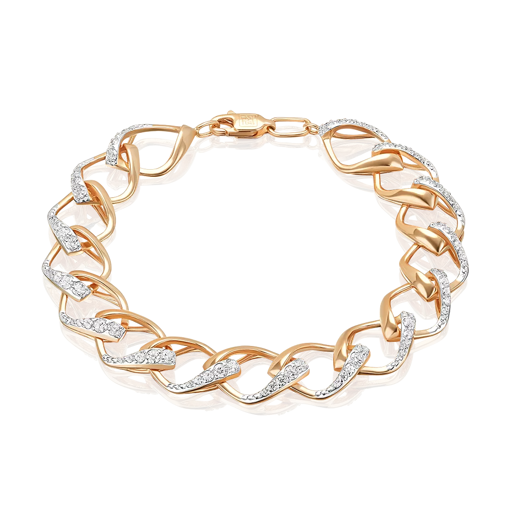 Браслет из красного золота с фианитами 05-0414-00-401-1110-24