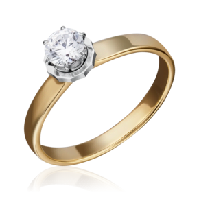 Помолвочное кольцо из комбинированного золота с фианитом 01-5234-00-501-1121-38