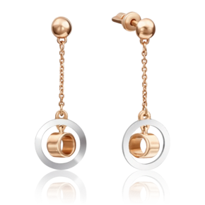 Серьги-пусеты из комбинированного золота 02-4211-00-000-1111-42