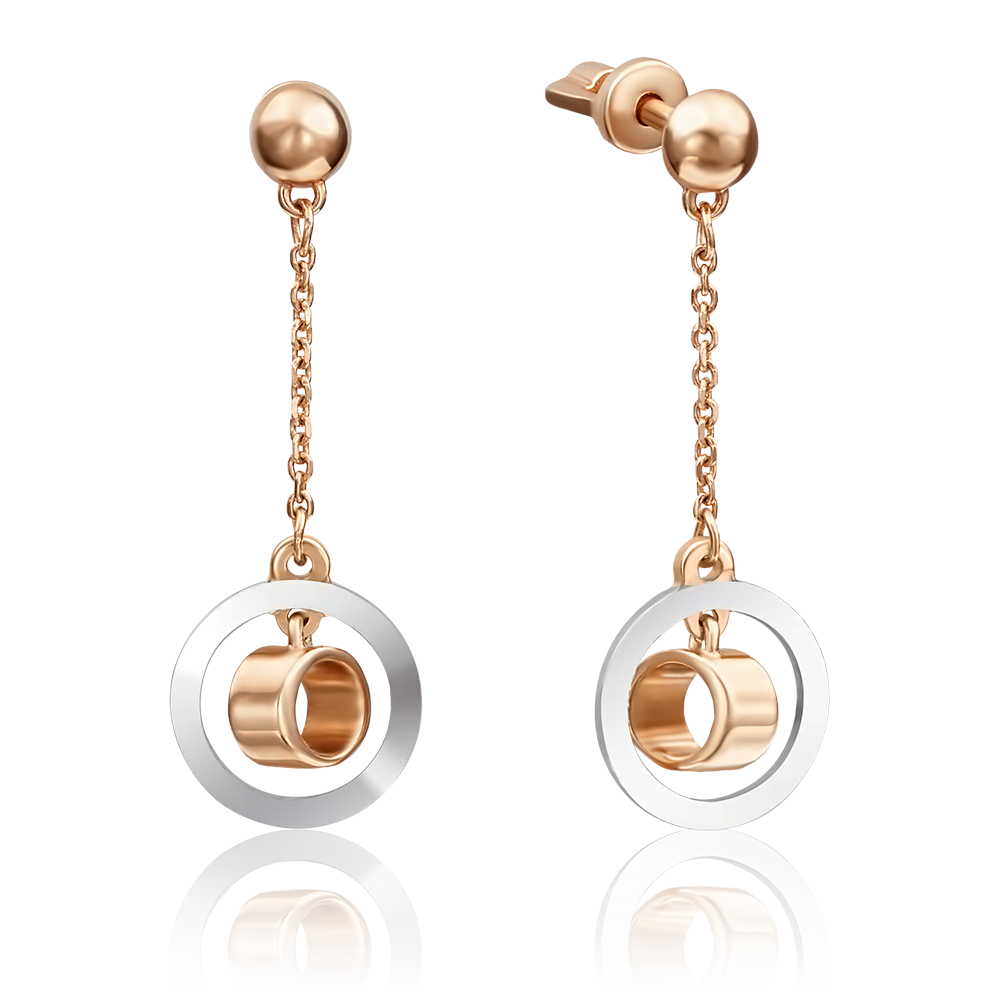 Серьги-пусеты из комбинированного золота 02-4211-00-000-1111-42