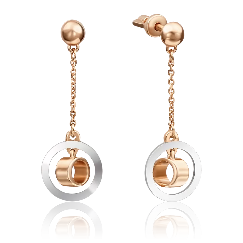 Серьги-пусеты из комбинированного золота 02-4211-00-000-1111-42