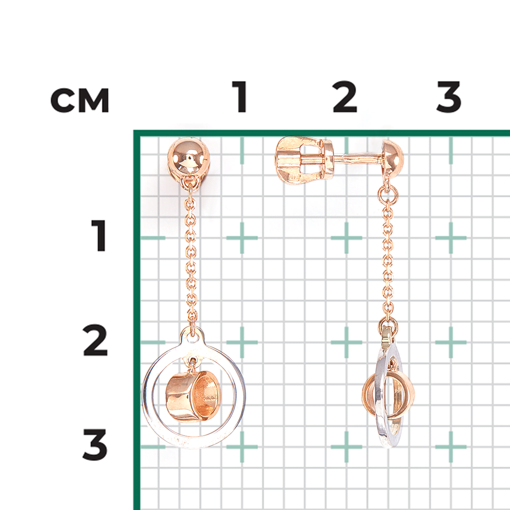 Серьги-пусеты из комбинированного золота 02-4211-00-000-1111-42