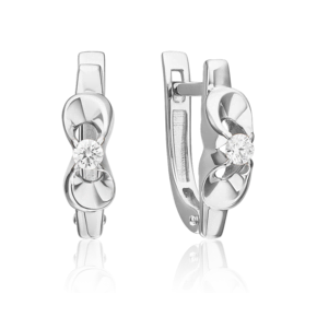 Серьги с английским замком из белого золота с бриллиантом 02-5340-00-101-1120