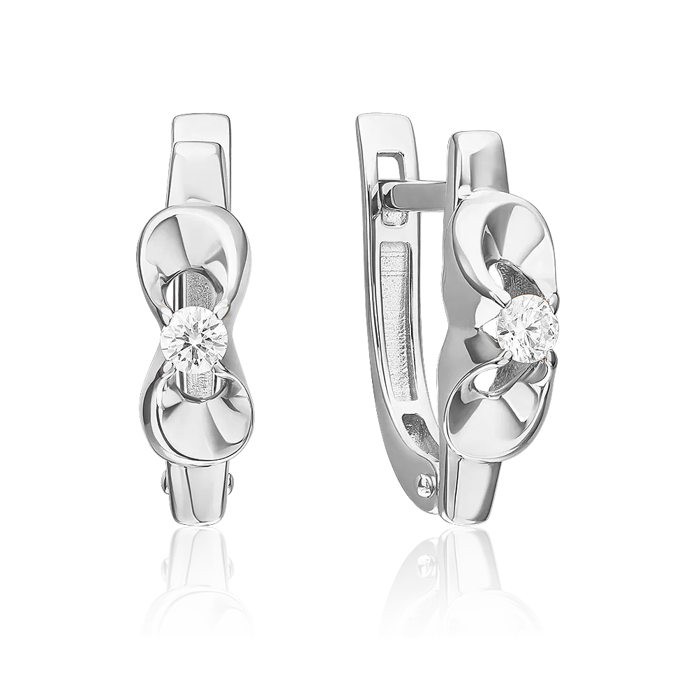 Серьги с английским замком из белого золота с бриллиантом 02-5340-00-101-1120