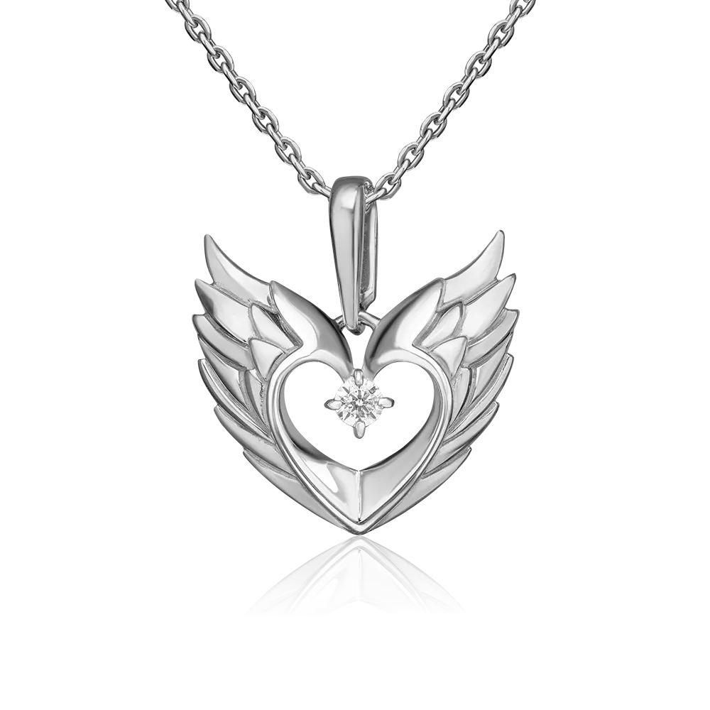 Подвеска «Крылья Амура» из серебра с фианитом 03-3573-00-401-0200