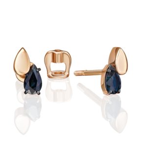 Серьги-пусеты из красного золота с сапфиром