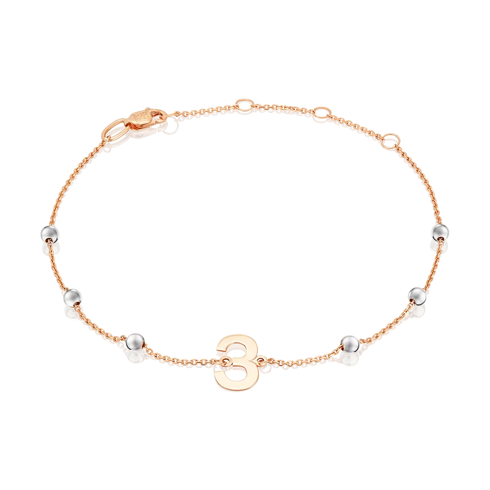 Браслет «Буква З» из комбинированного золота 05-0849-З-000-1111