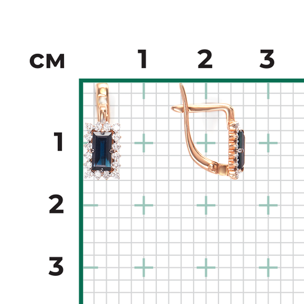 Серьги с английским замком из красного золота с сапфиром и бриллиантами 02-0904-00-105-1110-30