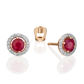 Серьги-пусеты из красного золота с рубином и бриллиантами 02-0697-00-107-1110-30