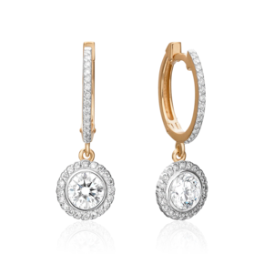 Серьги с английским замком из красного золота с бриллиантами 02-0699-00-101-1110-30