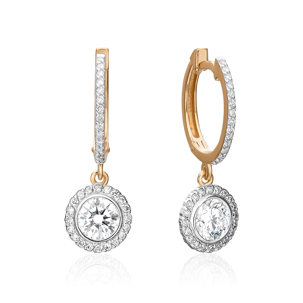 Серьги с английским замком из красного золота с бриллиантами 02-0699-00-101-1110-30