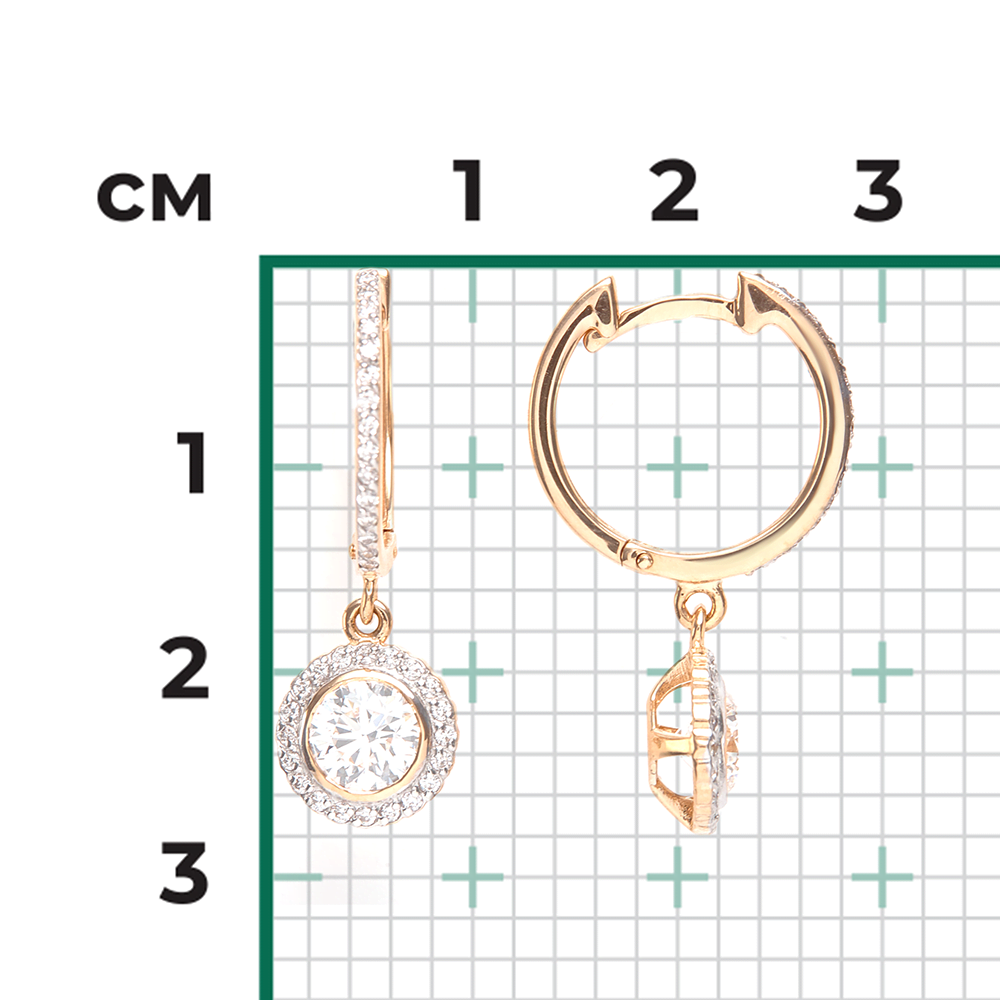 Серьги с английским замком из красного золота с бриллиантами 02-0699-00-101-1110-30