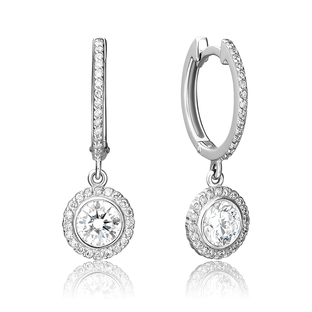 Серьги с английским замком из белого золота с бриллиантами 02-0700-00-101-1120-30