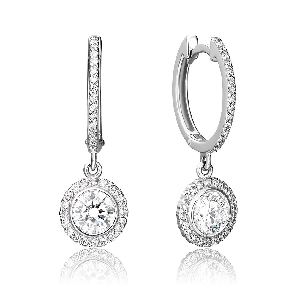 Серьги с английским замком из белого золота с бриллиантами 02-0700-00-101-1120-30