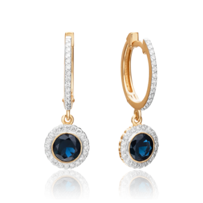 Серьги с английским замком из красного золота с сапфиром и бриллиантами 02-0699-00-105-1110-30