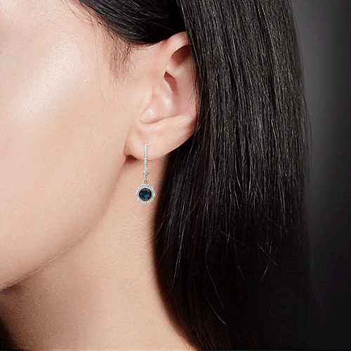 Серьги с английским замком из красного золота с сапфиром и бриллиантами 02-0699-00-105-1110-30