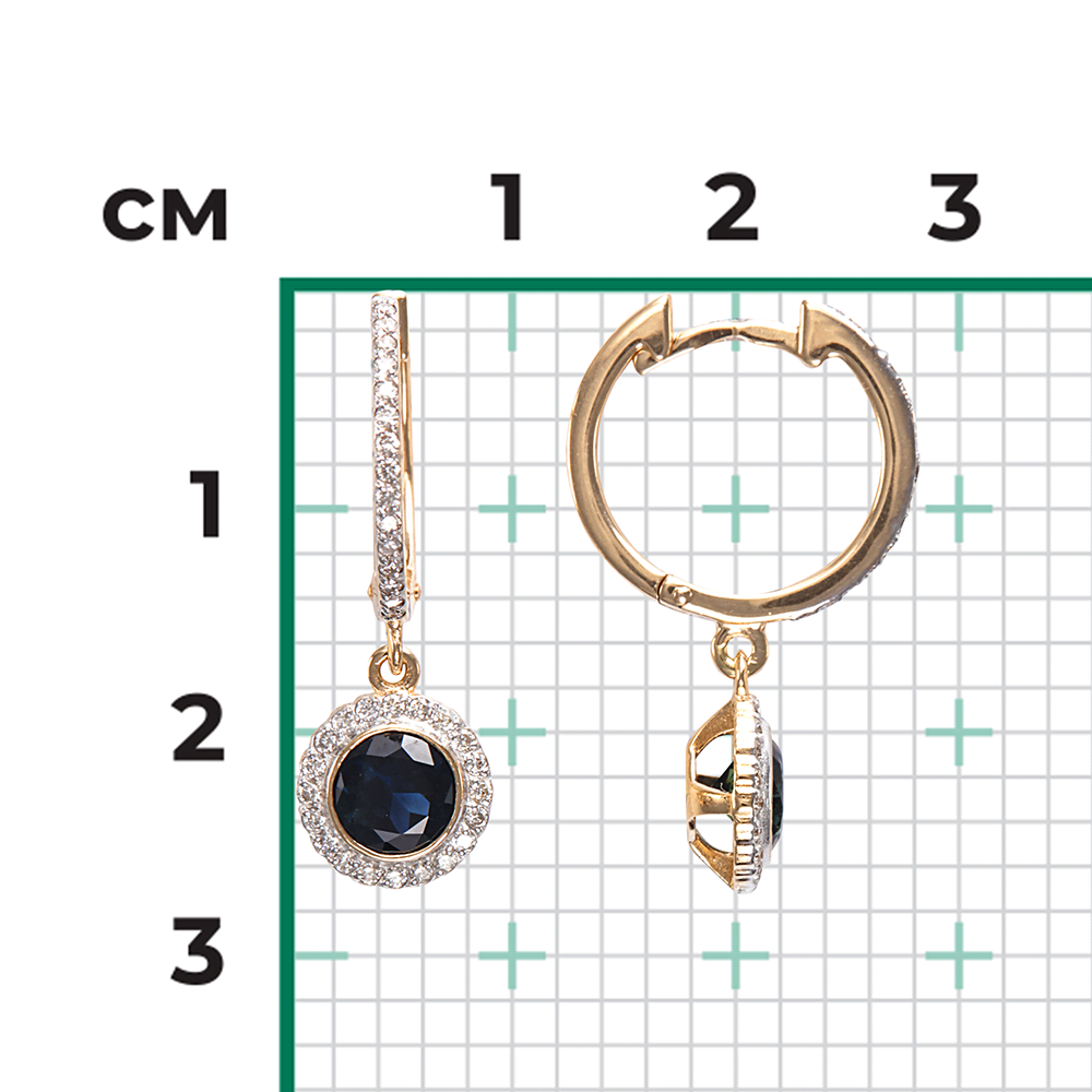 Серьги с английским замком из красного золота с сапфиром и бриллиантами 02-0699-00-105-1110-30