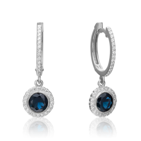 Серьги с английским замком из белого золота с сапфиром и бриллиантами 02-0700-00-105-1120-30