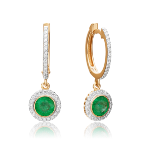 Серьги с английским замком из красного золота с изумрудом и бриллиантами 02-0699-00-106-1110-30