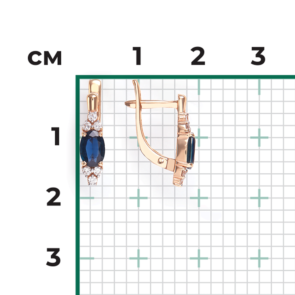 Серьги с английским замком из красного золота с сапфиром и бриллиантами 02-0701-00-105-1110-30