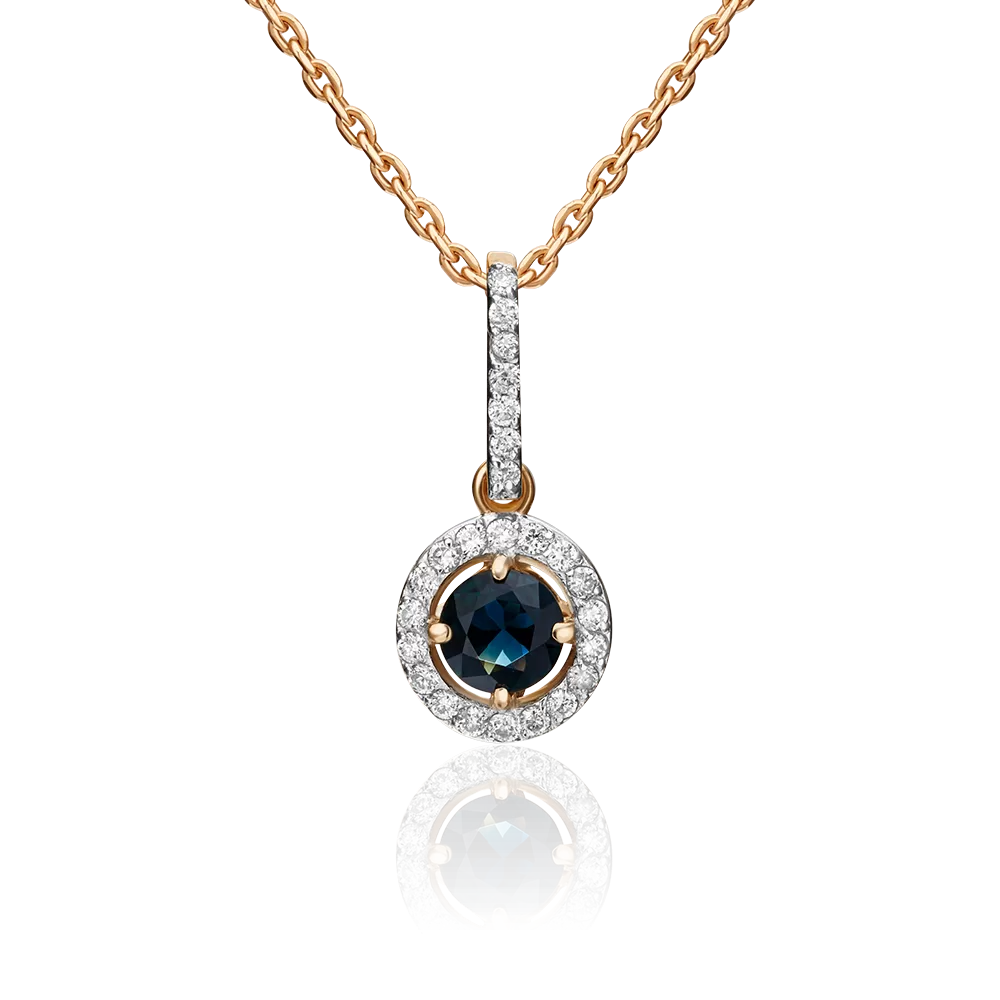 Подвеска из красного золота с сапфиром и бриллиантами 03-0407-00-105-1110-30