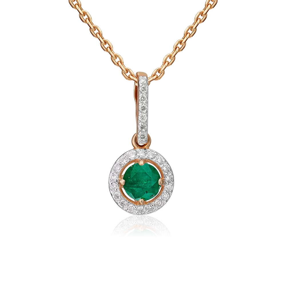 Подвеска из красного золота с изумрудом и бриллиантами 03-0407-00-106-1110-30