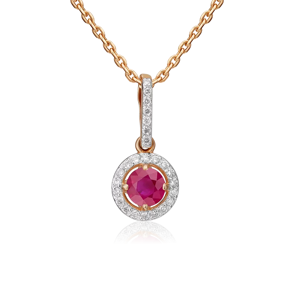 Подвеска из красного золота с рубином и бриллиантами 03-0407-00-107-1110-30