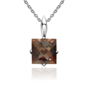 Подвеска из серебра с кварцем дымчатым и фианитами 03-1294-00-208-0200