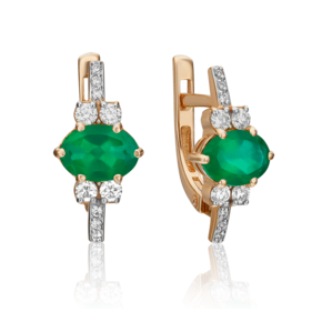 Серьги с английским замком из красного золота с халцедоном и фианитами 02-3102-00-275-1110-47