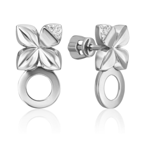 Серьги-пусеты из белого золота с бриллиантами 02-4984-00-101-1120