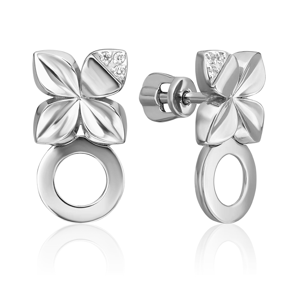 Серьги-пусеты из белого золота с бриллиантами 02-4984-00-101-1120