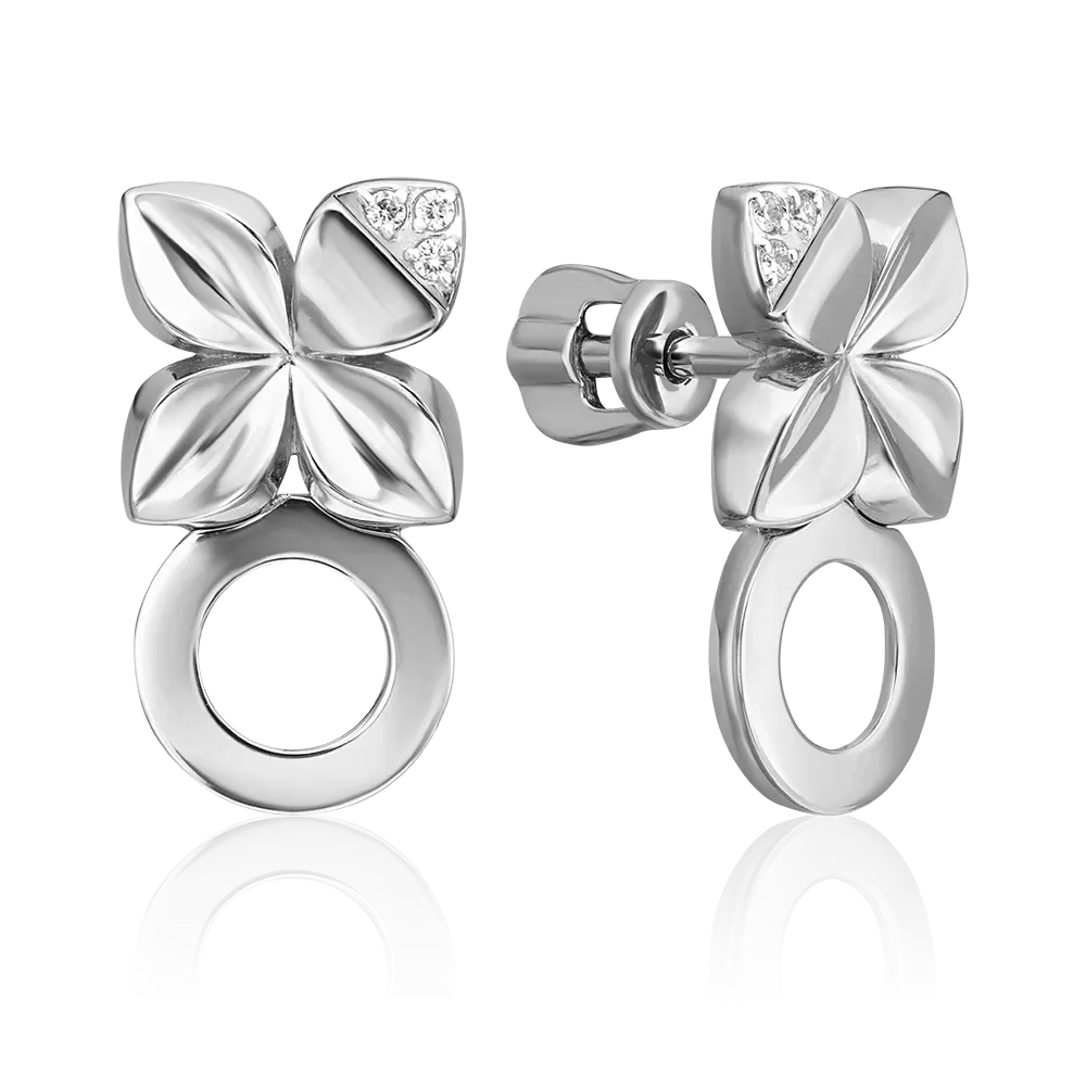 Серьги-пусеты из белого золота с бриллиантами 02-4984-00-101-1120